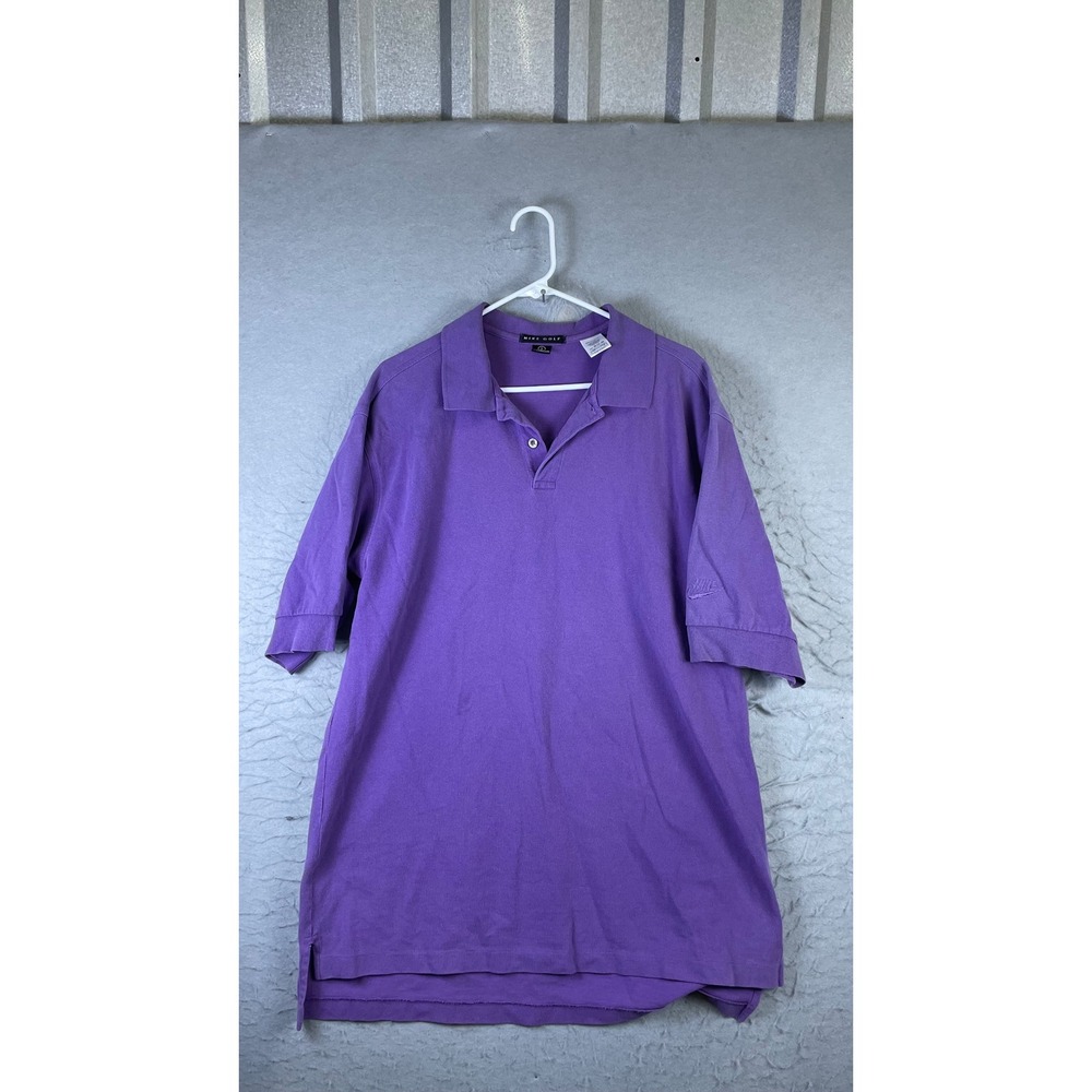 Nike Golf Polo Shirt Mens L Purple Excellent Pique Short Sleeve Embroidered Logo
